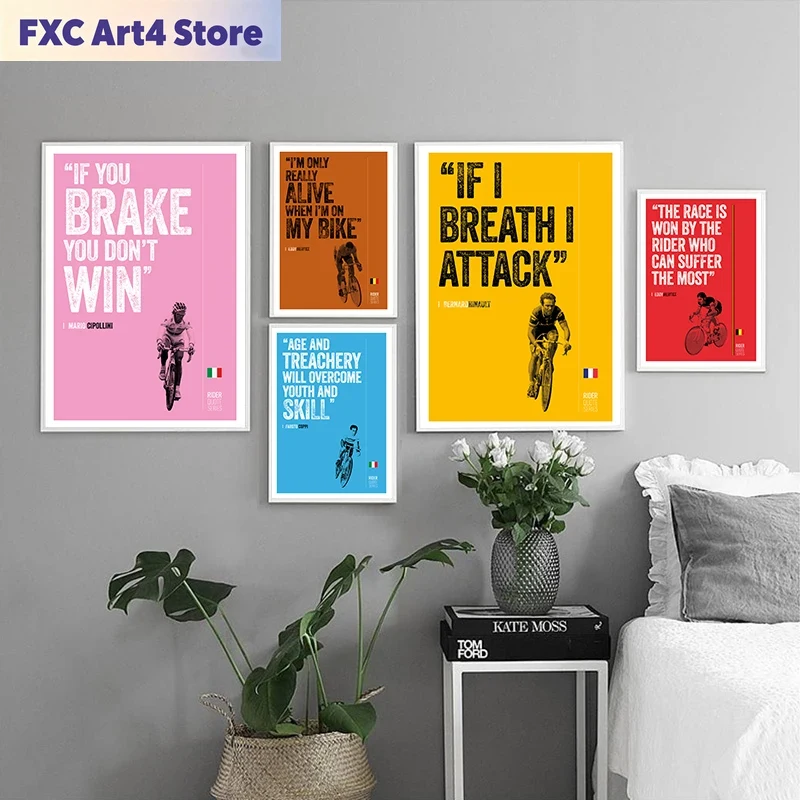 Cycling Quote - Frameless Cycling Motivation Quote Art Print