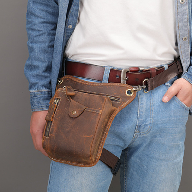 Cycling Commute Bag - Vintage Pu Leather Waist Pack Drop